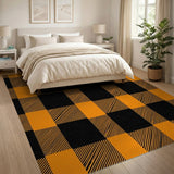 Orange Rustic Farmhouse Bold Orange Black Buffalo Plaid Area Rug