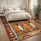 Southwestern Orange Kachina Dancers Rug
