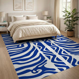 Navy Blue Tribal Zebra Stripe Area Rug
