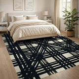 Distressed Vintage Black and White Distressed Black White Plaid Area Rug