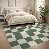 Green Abstract Checkerboard Area Rug