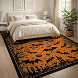 Vintage Halloween Bats Pumpkins Orange Rug