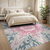 Floral Vintage Blush Pink Mandala Floral Area Rug