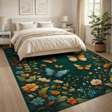 Emerald Green Butterfly Meadow Area Rug