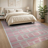 Pink Grey Hexagon Geometric Area Rug