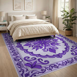 Purple Elegant Purple Floral Medallion Rug