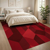 Bold Red Geometric Prism Area Rug