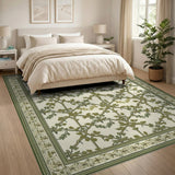 Green Vine Trellis Floral Area Rug