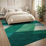 Green Geometric Patchwork Area Rug