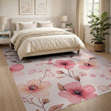 Blush Pink Watercolor Floral Area Rug