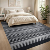 Geometric Modern Black and White Black White Horizontal Striped Area Rug