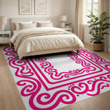Elegant Pink Swirl Frame Area Rug