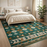 Teal Southwestern Geometric Area Rug