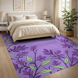 Purple Foliage Frame Area Rug