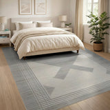 Grey Geometric Diamond Woven Area Rug