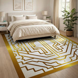 Luxe Gold Geometric Lattice Area Rug