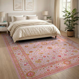 Exquisite Pink Persian Floral Area Rug