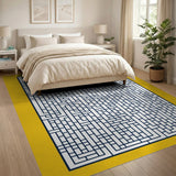 Navy Maze Labyrinth Geometric Area Rug