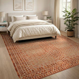 Terracotta and Beige Geometric Area Rug