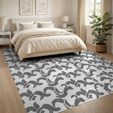 Grey Abstract Seahorse Pattern Area Rug