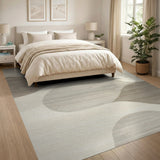 Abstract Area Beige and Neutral Beige Abstract Organic Shapes Area Rug