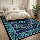 Teal Navy Mandala Persian Area Rug