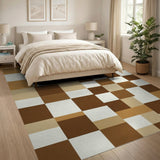 Brown and Tan Brown Tan Geometric Patchwork Area Rug
