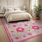 Charming Pink Floral Garden Area Rug