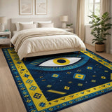Evil Eye Heritage Tribal Area Rug - Navy Gold
