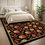 Vintage Orange Seed Pod Leaf Area Rug