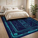 Neon SequencerDrome Cyber Circuit Area Rug