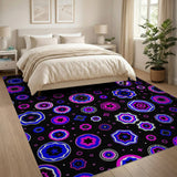 Vibrant Pink Blue Geometric Star Area Rug
