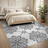 Grey Intricate Floral Cutout Area Rug
