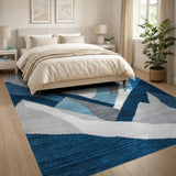 Geometric Modern Geometric Blue Mountain Peaks Area Rug