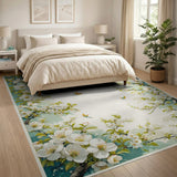 Cherry Blossom Hummingbird Floral Area Rug