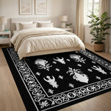 Black and White Intricate Black White Persian Motif Area Rug