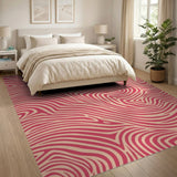 Abstract Area Pink Wavy Abstract Area Rug