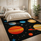 Solar System Planets Stars Kids Cartoon Rug