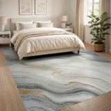 White Gold Marble Abstract Area Rug