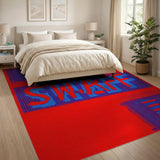 SWAFF Bold Red Blue Geometric Area Rug