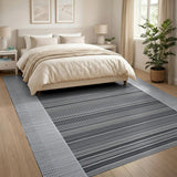 Geometric Modern Black and White Bold Black White Horizontal Stripe Rug