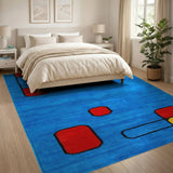Vibrant Blue Geometric Abstract Area Rug