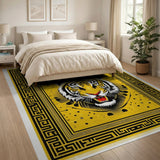 Bold Yellow Tiger Geometric Border Rug