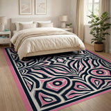 Bold Pink Tribal Geometric Area Rug