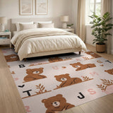 Cute Teddy Bear ABC Alphabet Kids Area Rug
