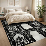 Ornate Moroccan Arch Black White Area Rug