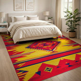 Vibrant Red Yellow Southwestern Geometric Rug
