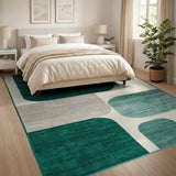 Emerald Green Geometric Block Green Area Rug