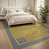 Gold and Silver Golden Maze Labyrinth Area Rug