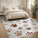 Playful Brown Tan Paw Print Area Rug